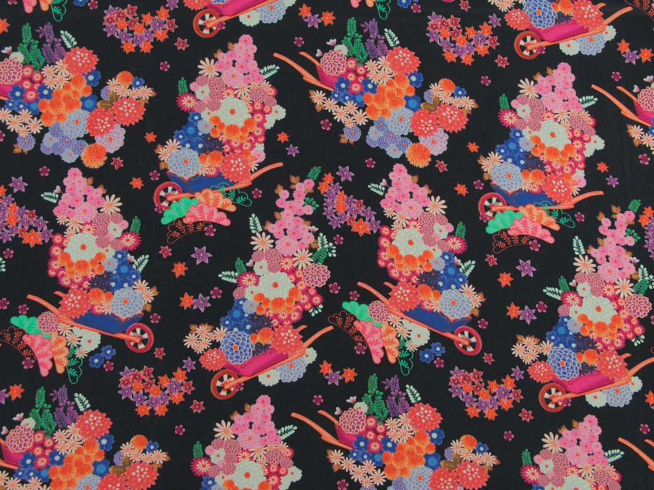 Fabric Godmother Floral Equity Viscose Crepe - Navy