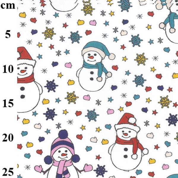 Christmas Rose & Hubble Cotton Print Snowman