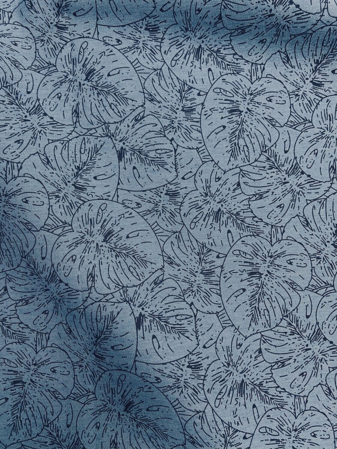 Cotton Viscose Chambray Leaf Print