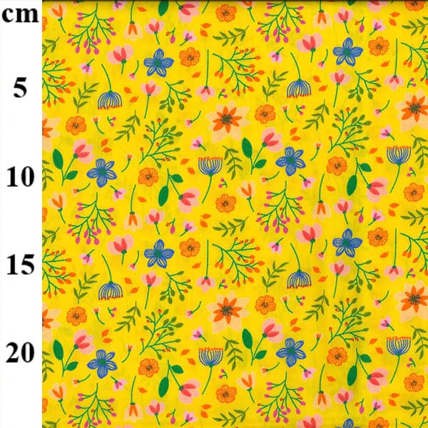 Rose & Hubble Cotton Poplin Meadow Florals On Yellow