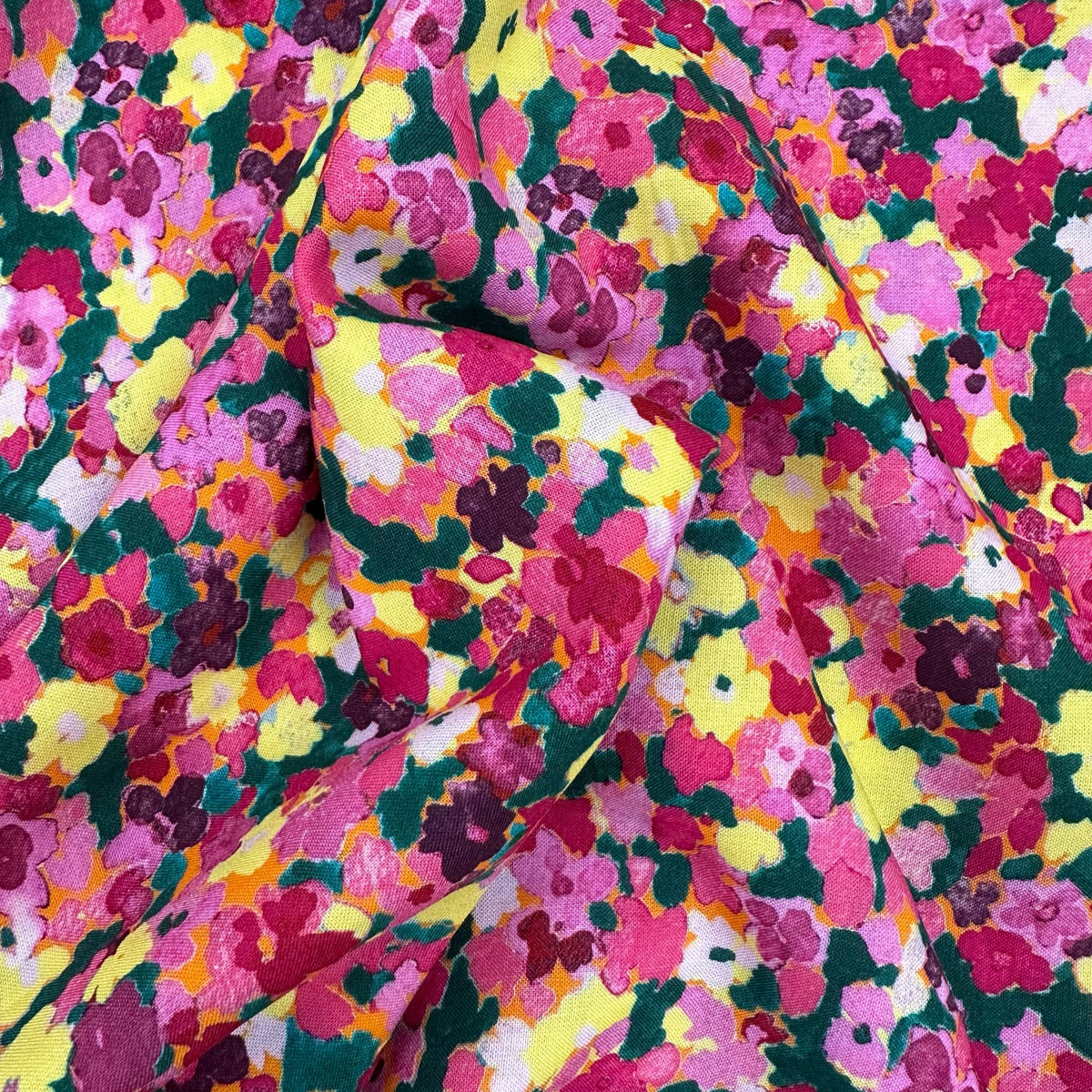 100% Viscose - Pink and Yellow Floral