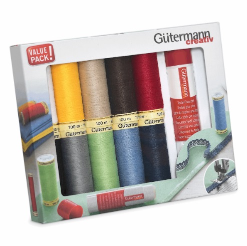 Gutermann Thread Set Sew-All 10 Threads with Textile Glue Stick