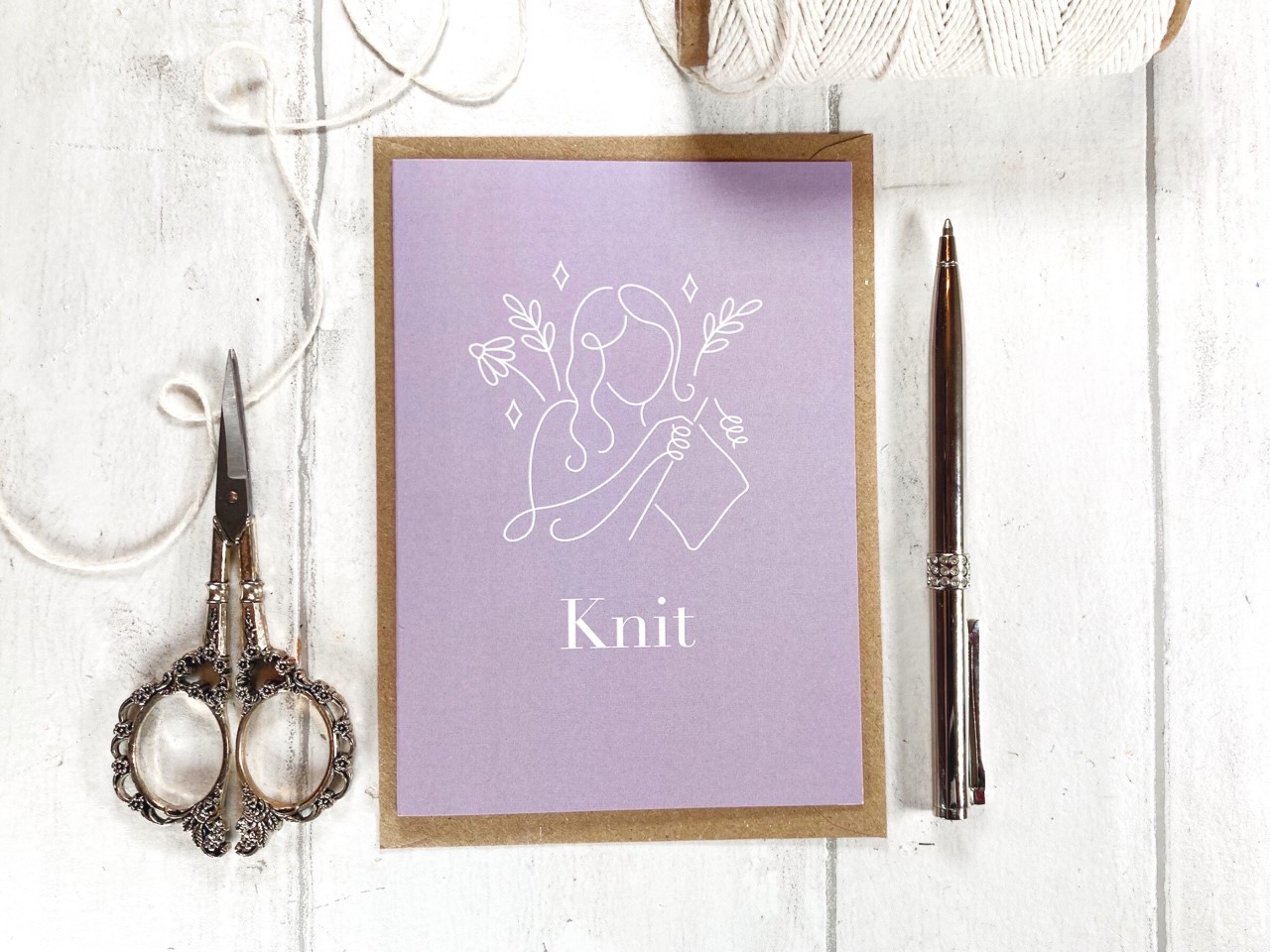Craft Girl Knit Greeting Card 