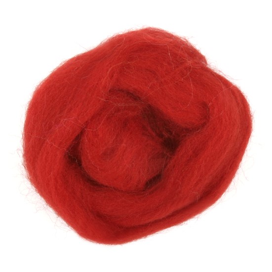 Natural Wool Roving: 10g: Dark Red