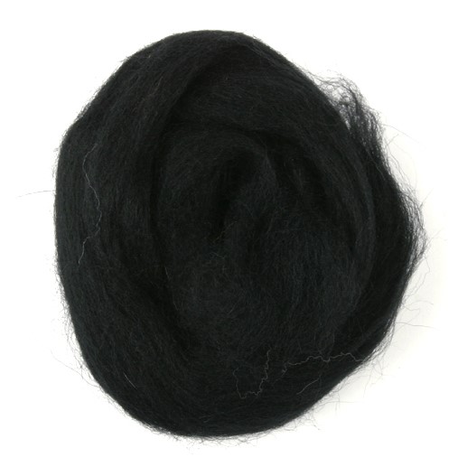 Natural Wool Roving: 10g: Black