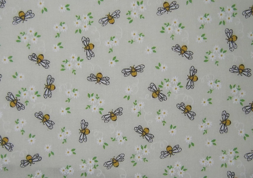 Polyester Cotton Print Ivory Bees