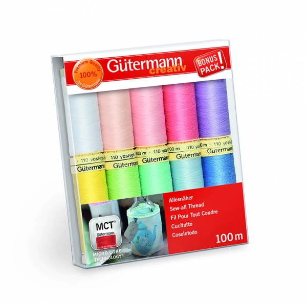 Gutermann Sew All Polyester Thread - 10 Reel Set - Pastel Colours
