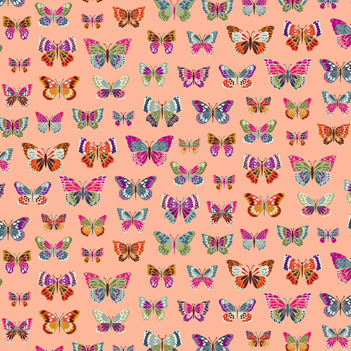 Makower Luxe Butterflies Peach