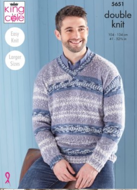 Mens Sweater & Tank Top Pattern 5651 Knitted in Fjord DK