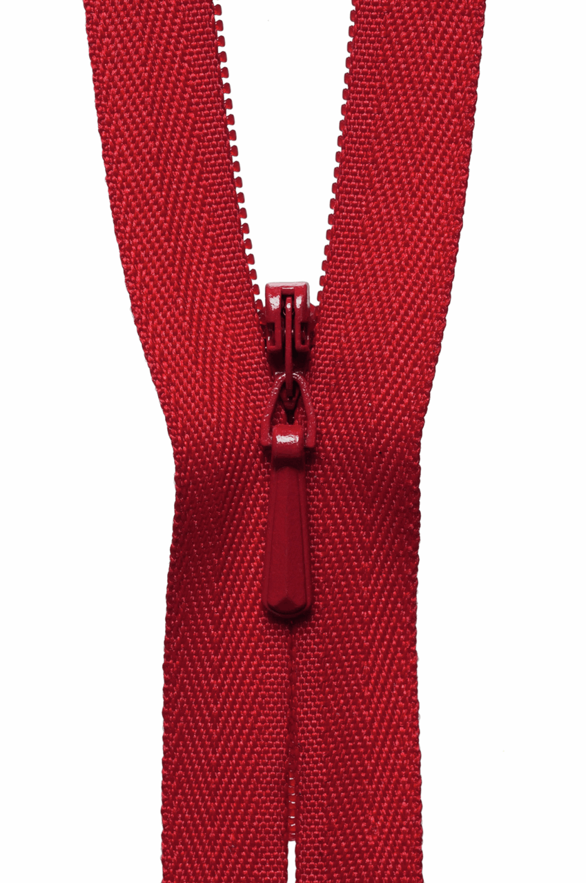 9 Inch Red Concealed Zip