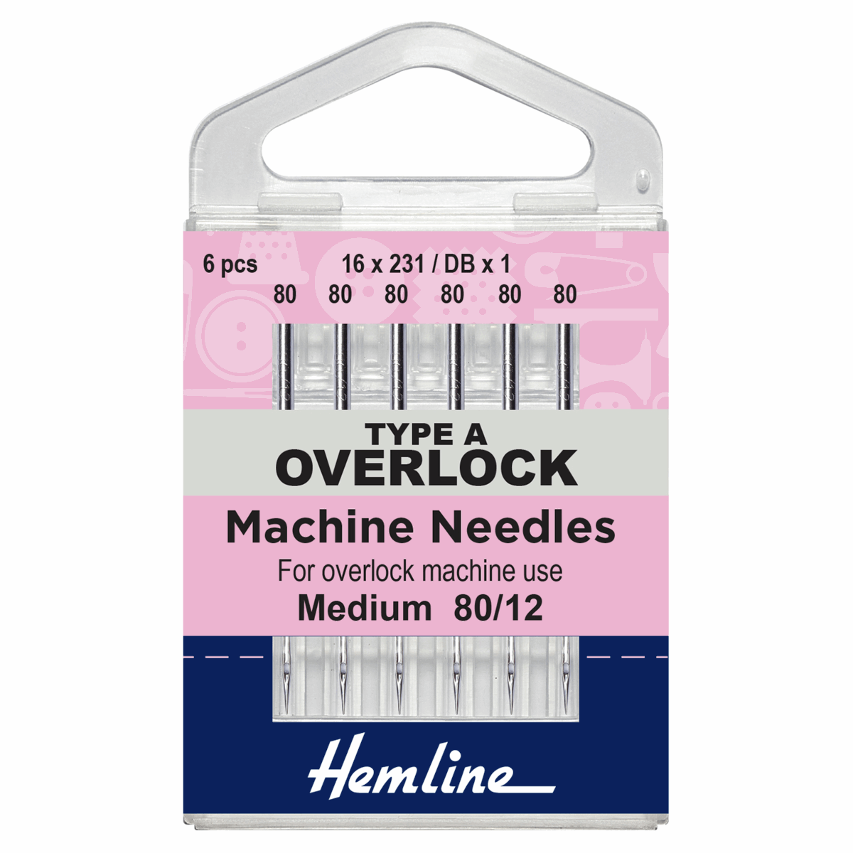 Hemline Overlock/Serger Machine Needles: Type A: Medium 80/12