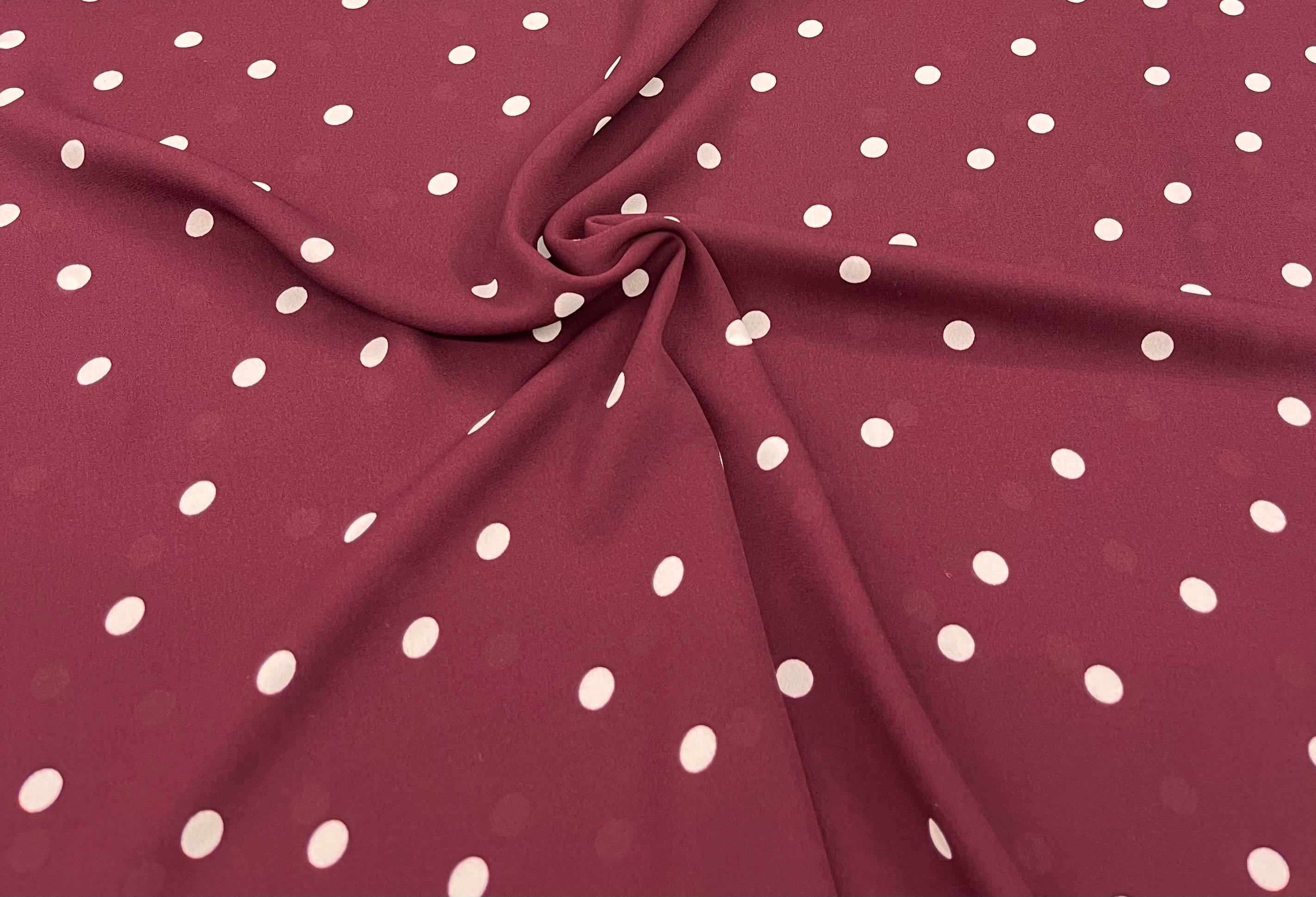 100% Polyester Dark Wine Polka Spot