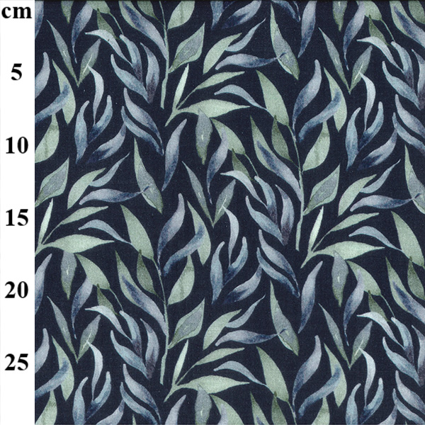 DOUBLE GAUZE  -  NAVY LEAF PRINT