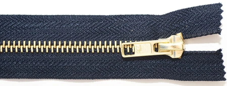 4 Inch Brass Toothed Jean Zip Navy