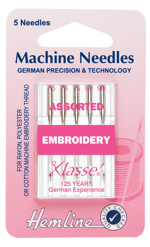 Hemline Machine Needles Embroidery Assorted