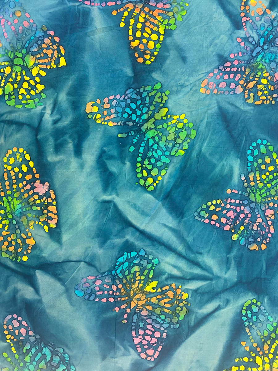 John Louden 50's Cotton Hand Printed Batik Fabric Butterflies
