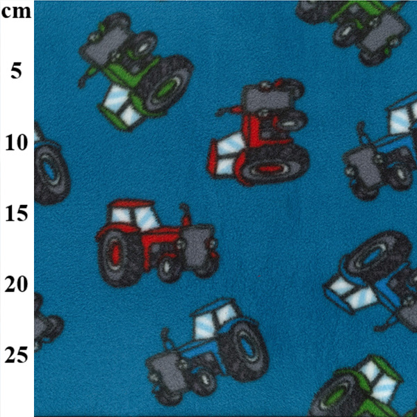 100% Polyester Anti-Pill Fleece Turquoise Tractors