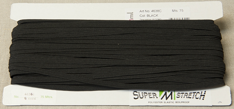 5mm black boil proof corded elastic