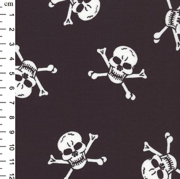 Rose & Hubble Cotton Poplin Skulls On Black 