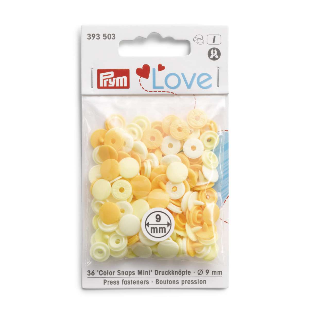 Prym Love Press fasteners Colour Snaps Mini, 9 mm, in shades of pale yellow