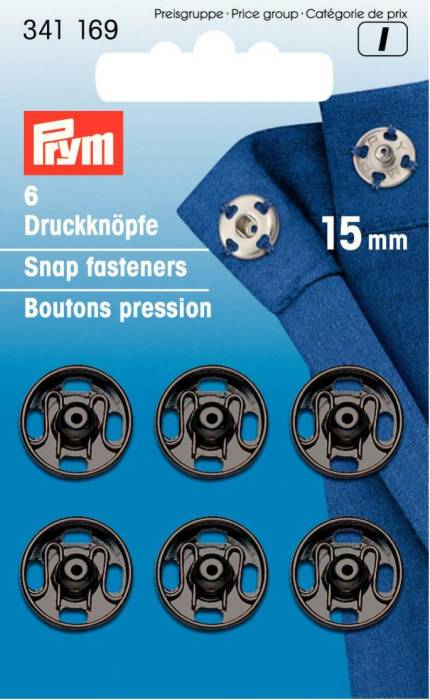 Prym Snap fasteners, 15mm, black