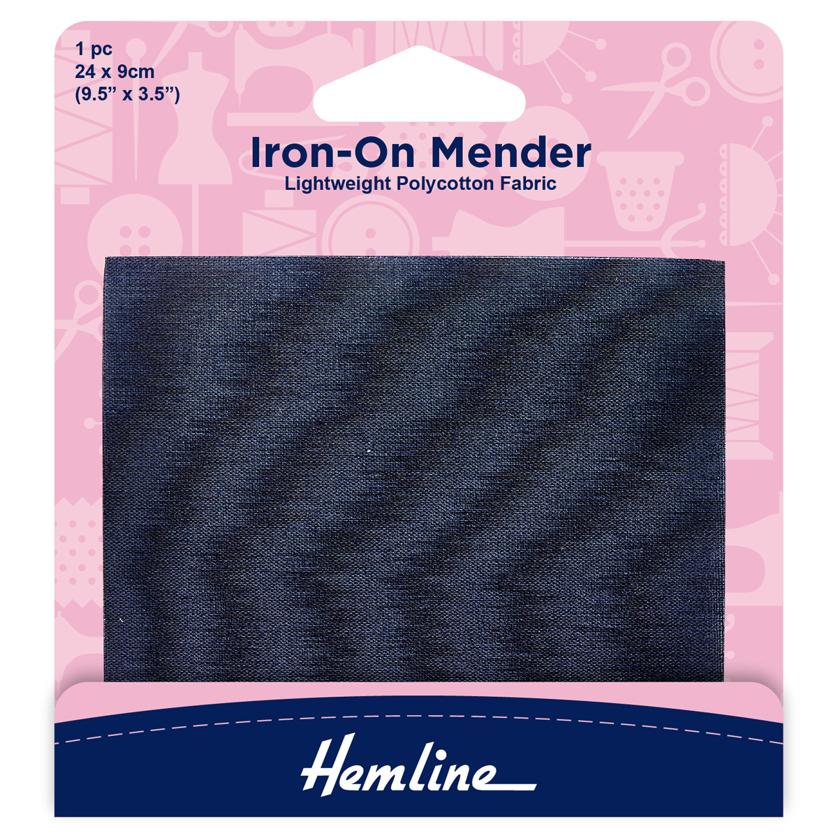 Polycotton Patch: Navy - 24 x 9cm - 1pc