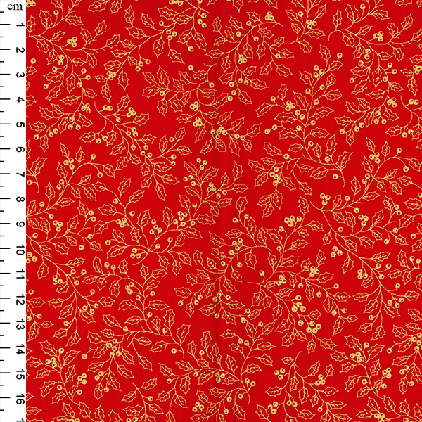 100% Cotton Christmas Print - Red Holly