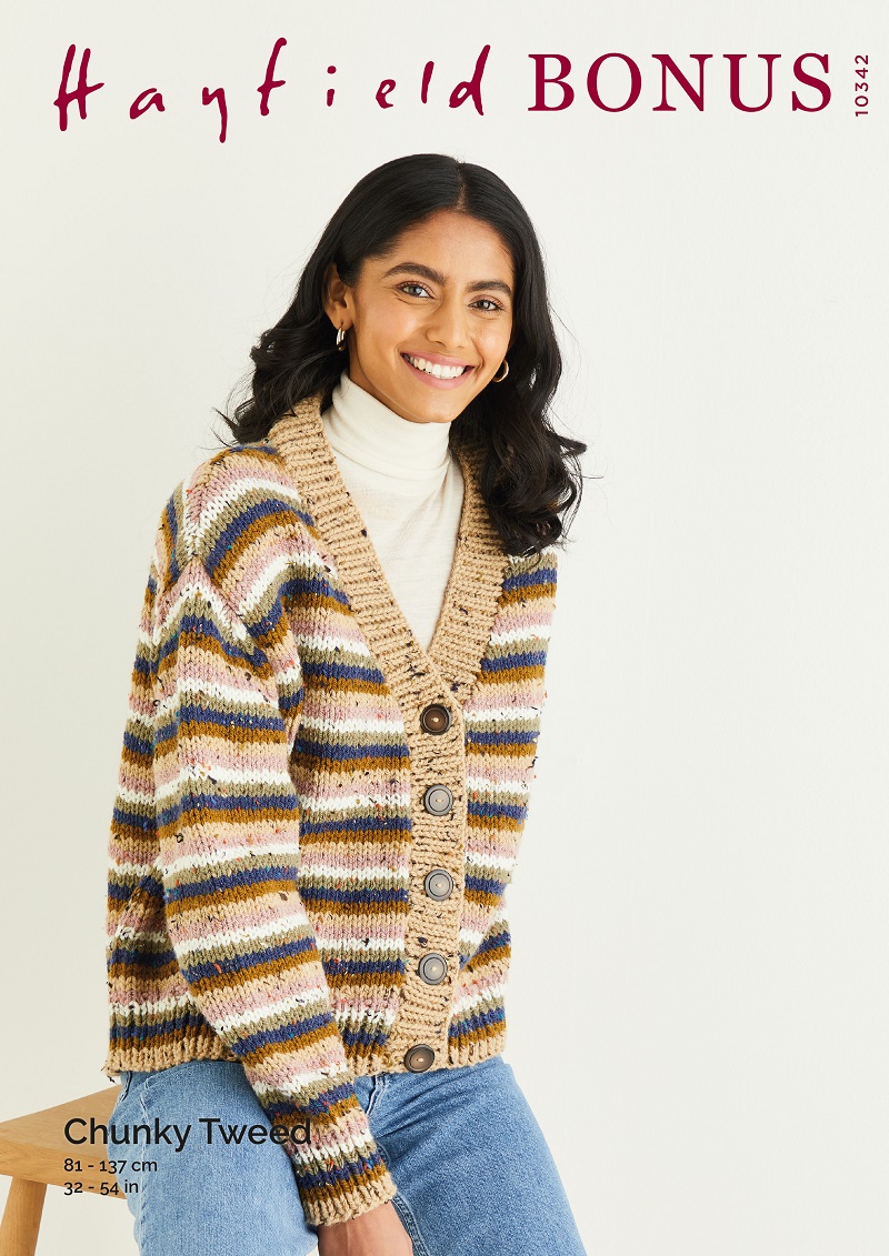 Cardigan In Hayfield Bonus Chunky Tweed Pattern 10342