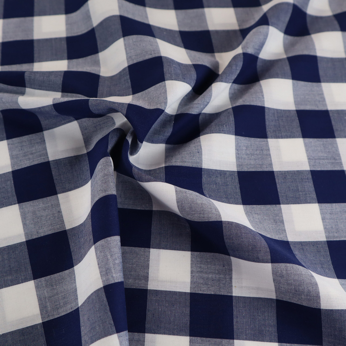 Polycotton Gingham 1 Inch check Navy