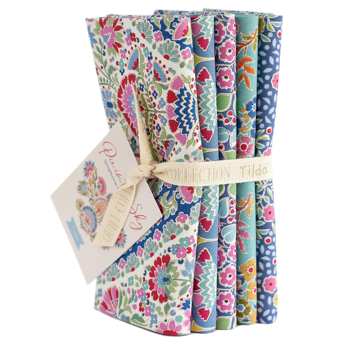 Tilda Pie In The Sky Blue/Teal Fat Quarter Bundle of 5