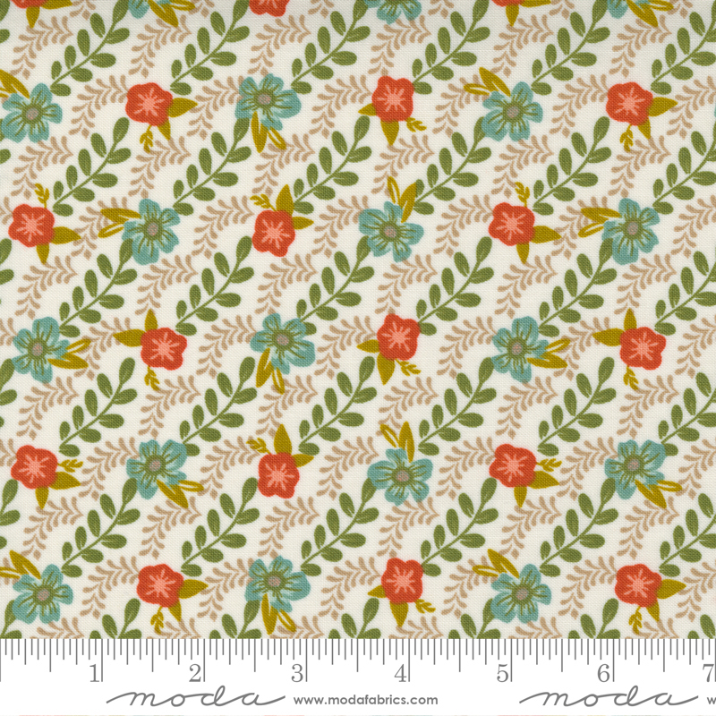 MODA Songbook Trellis Climb Floral Stripe Dove Wing
