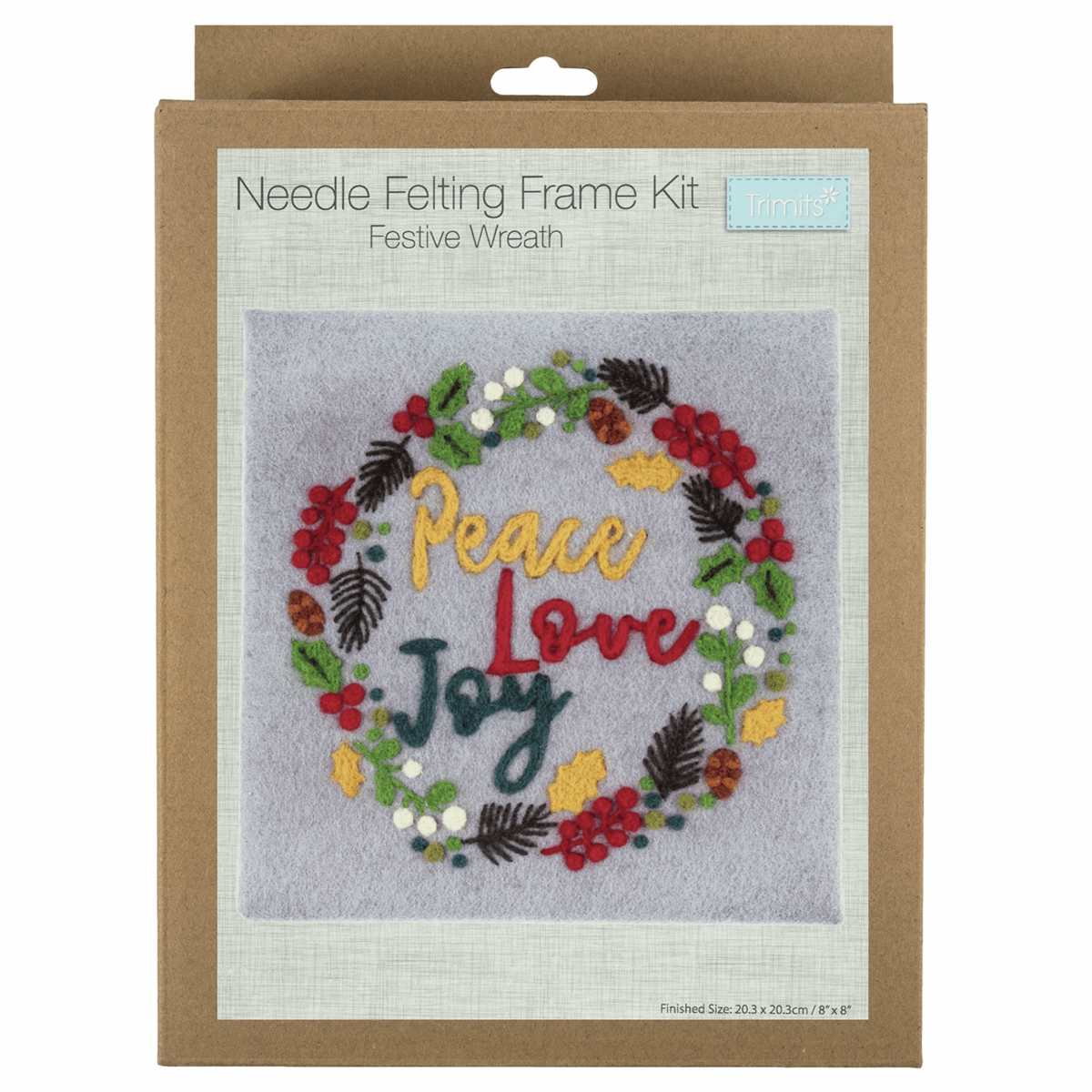  Needle Felting Kit with Frame: Festive Wreath