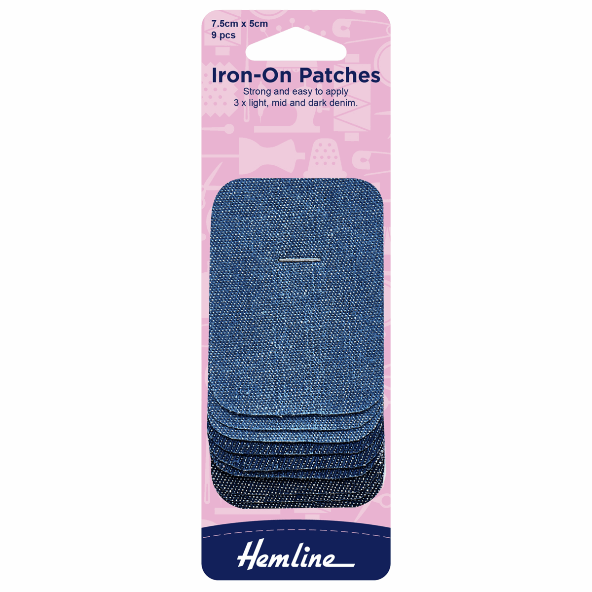 Iron-On Patches: Assorted Colours, Denim - 7.5 x 5cm