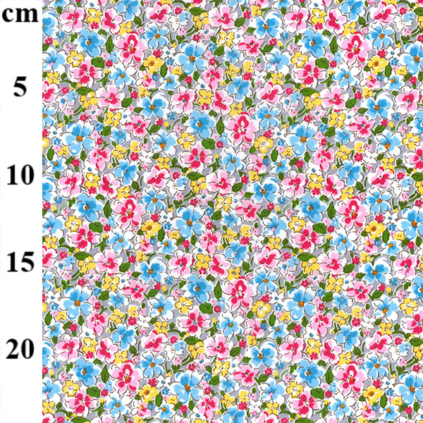 Rose & Hubble Cotton Poplin Pastel Florals on Grey