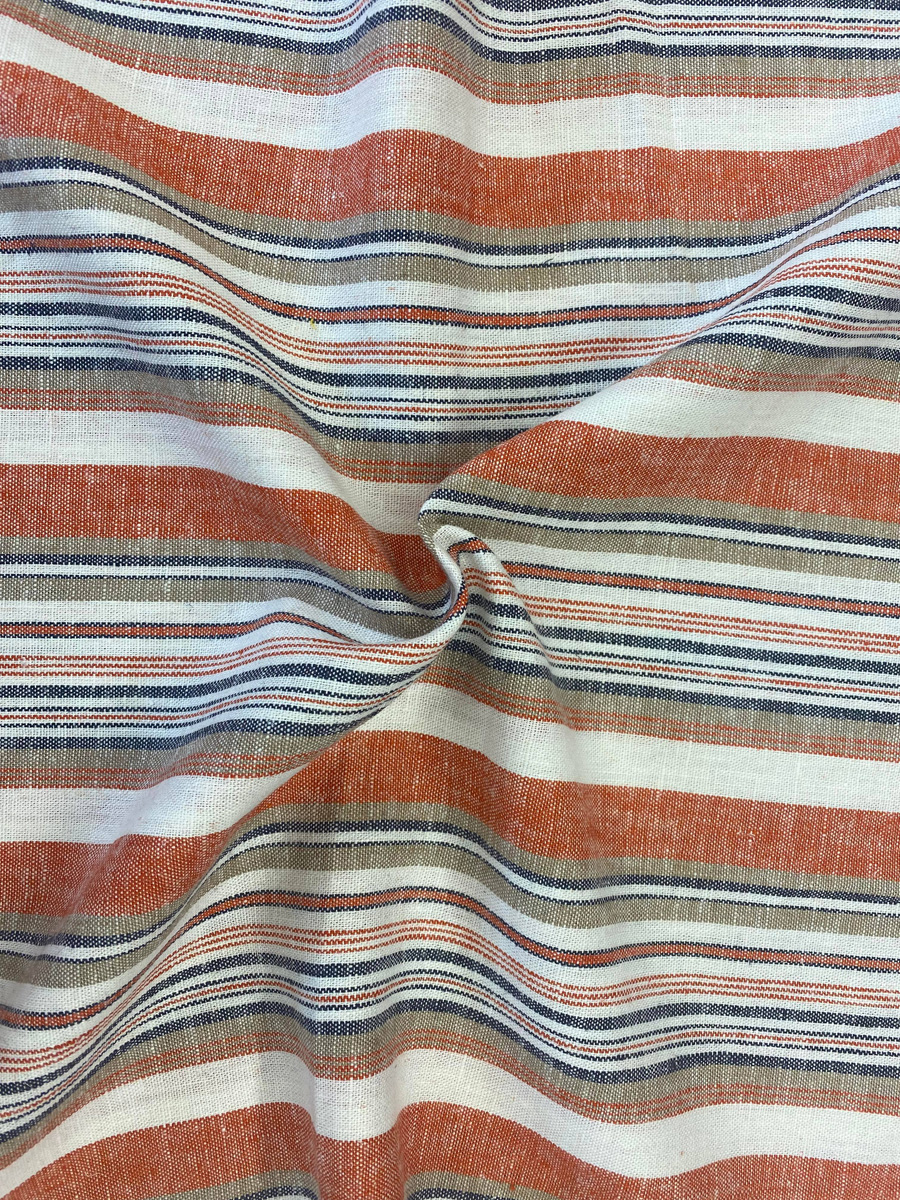 Linen Yarn Dyed Stripe Pumpkin Orange 