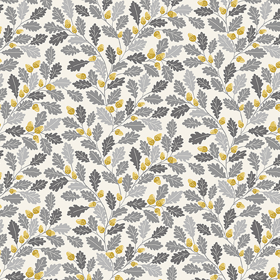 Heather and Sage Oak Leaves Grey and Yellow