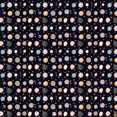 Galaxies Packed Planets Black by Figo Fabrics 90576-99