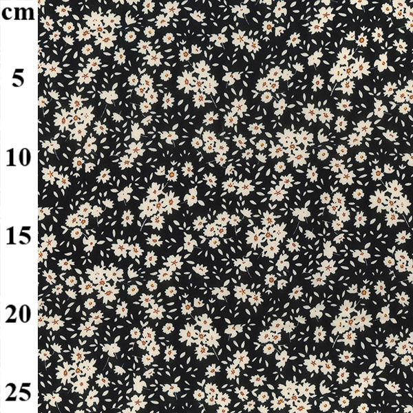 Rose & Hubble Cotton Poplin Small Floral Daisy's On Black