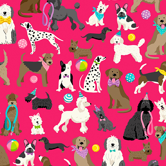 Furry Friends Dogs On Pink