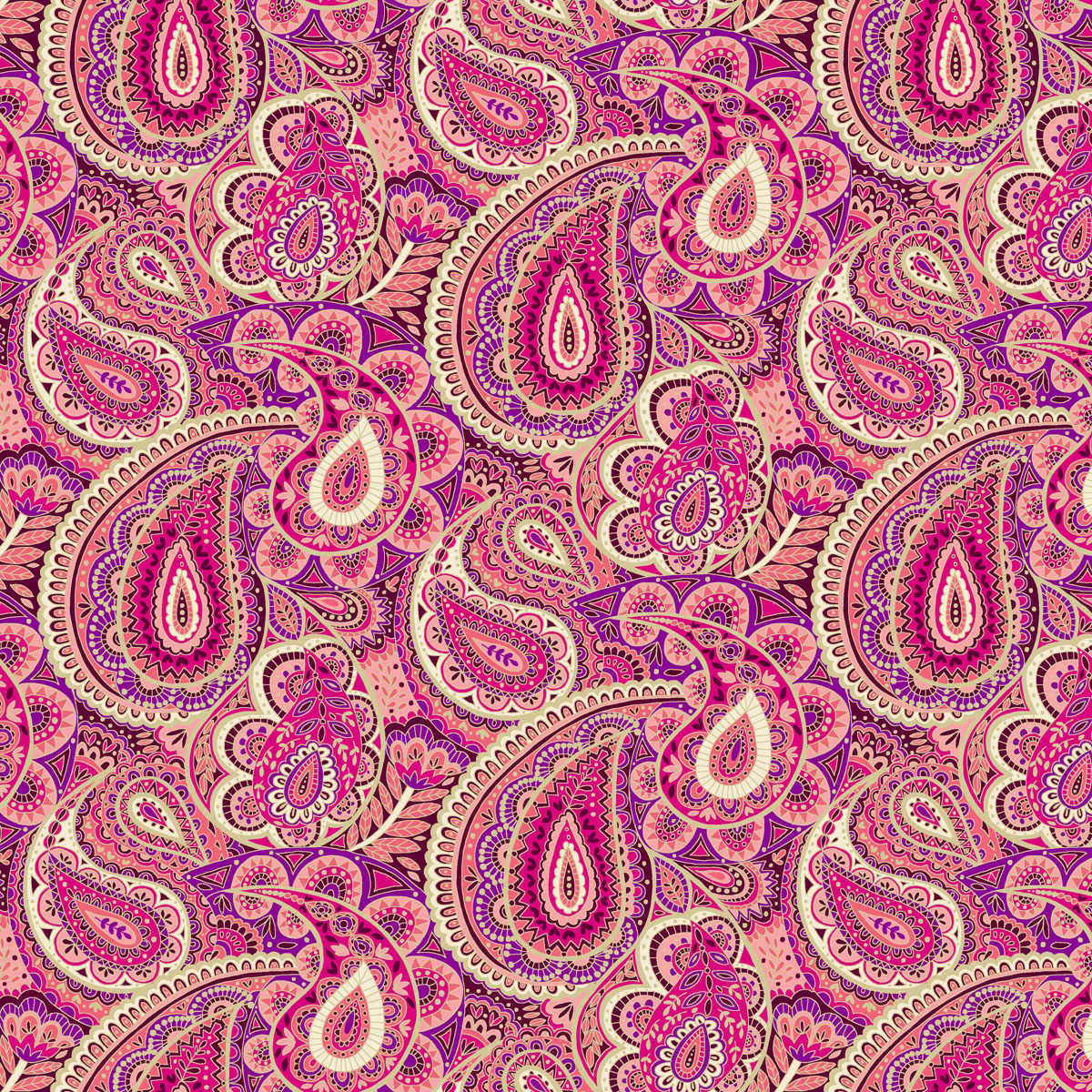 Makower Luxe Paisley Pink