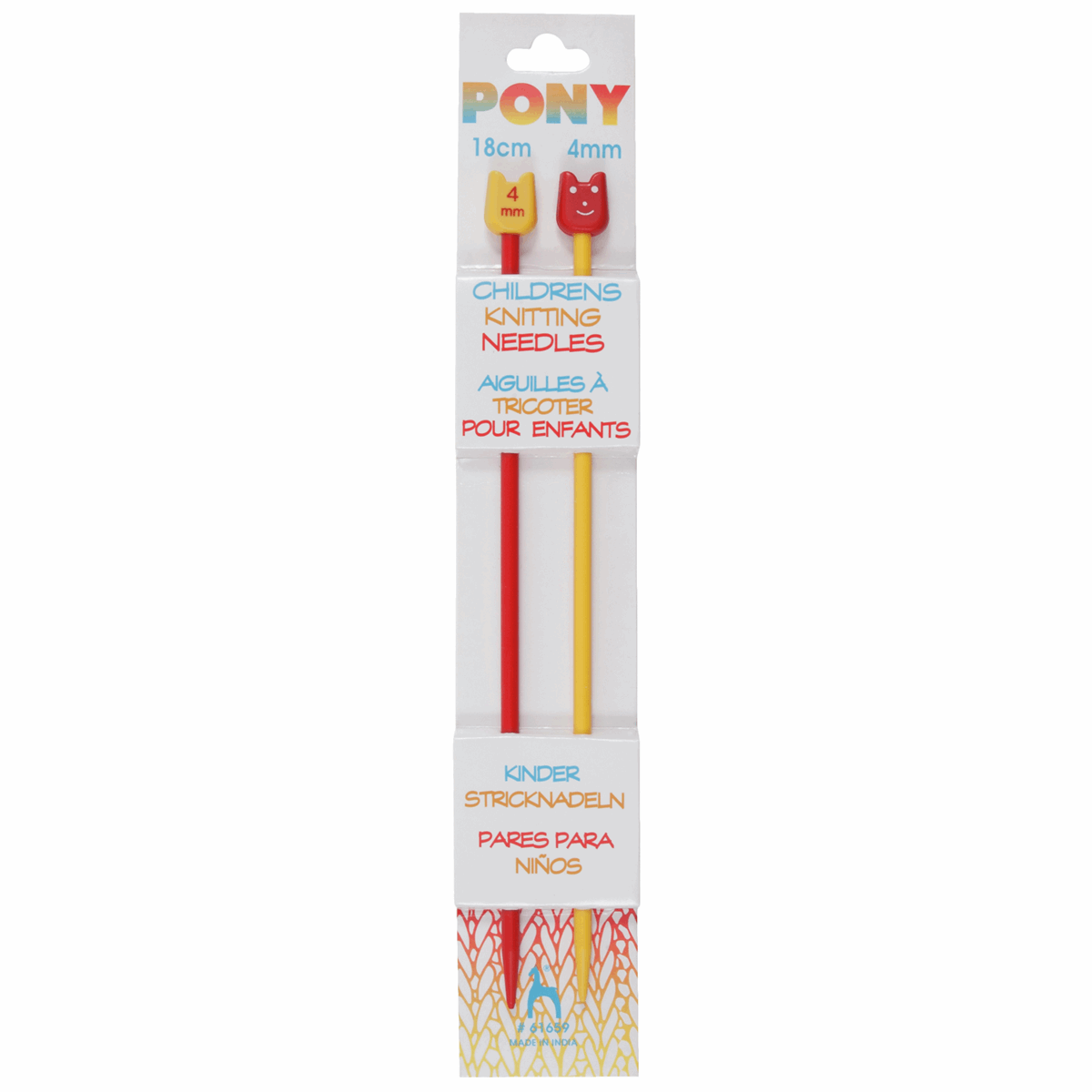 Children's Single-Ended Plastic Knitting Needles Coloured 8cm x 4.00mm