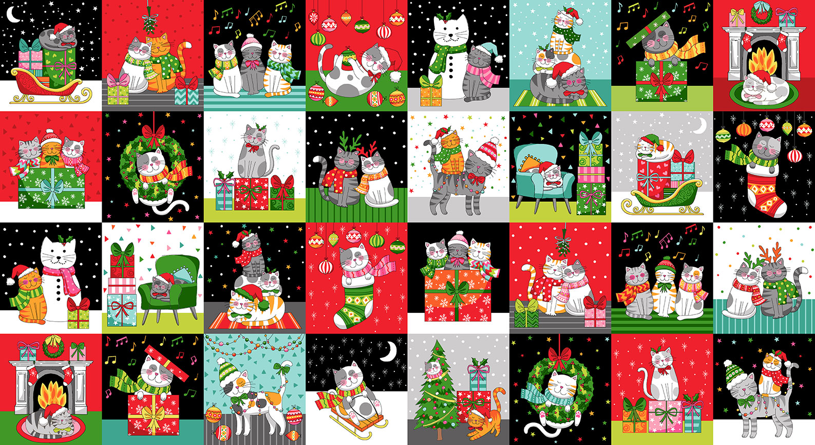 Santa Paws Christmas Blocks Panel 