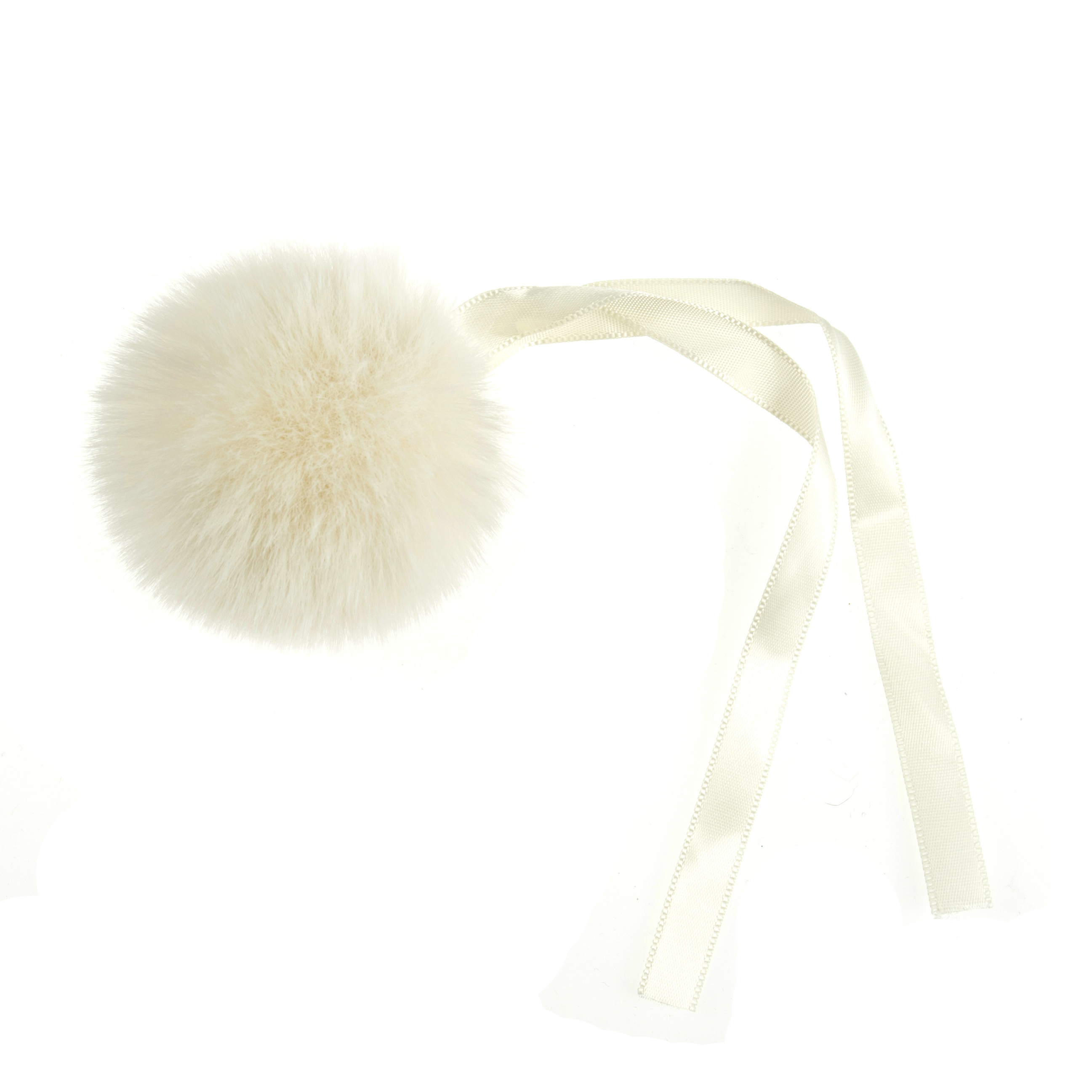 Pom Pom: Faux Fur: Medium: 6cm: 1 Piece: Cream