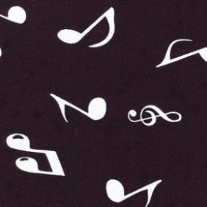 Cotton Poplin White Musical Notes On Black 