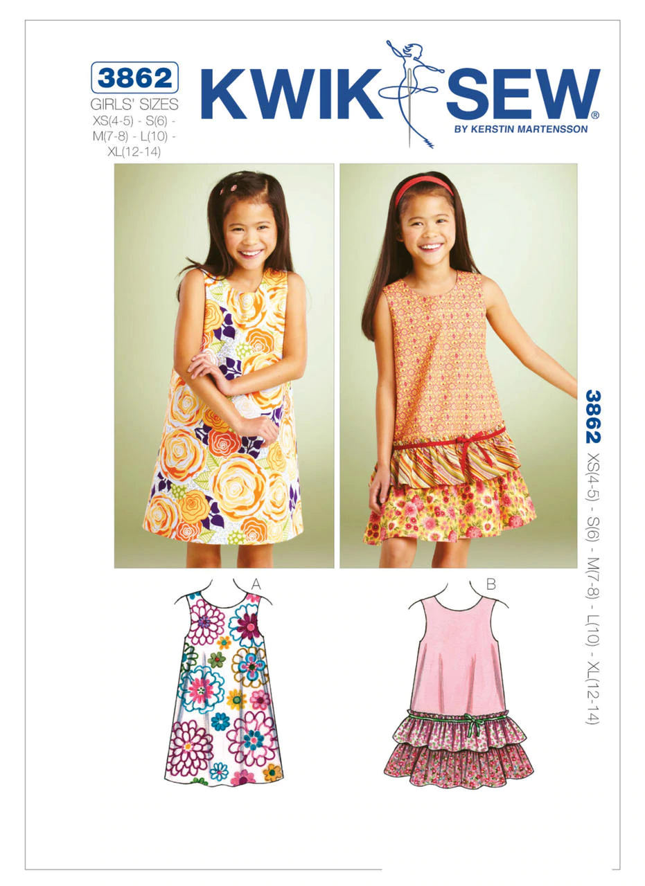 Kwik Sew 3862 Girls' A-line Dresses