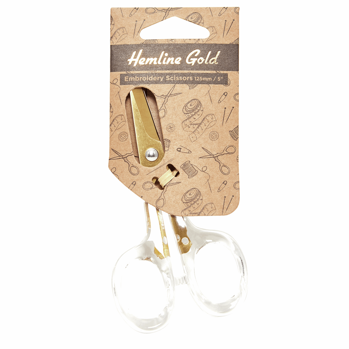 Hemline Gold Embroidery Scissors 12.5cm/5in Brushed Gold