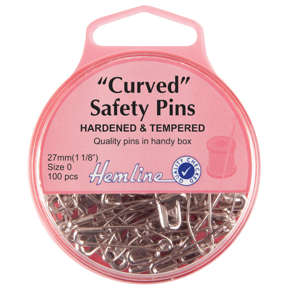 Curved Safety Pins: Nickel - 27mm - 100pcs