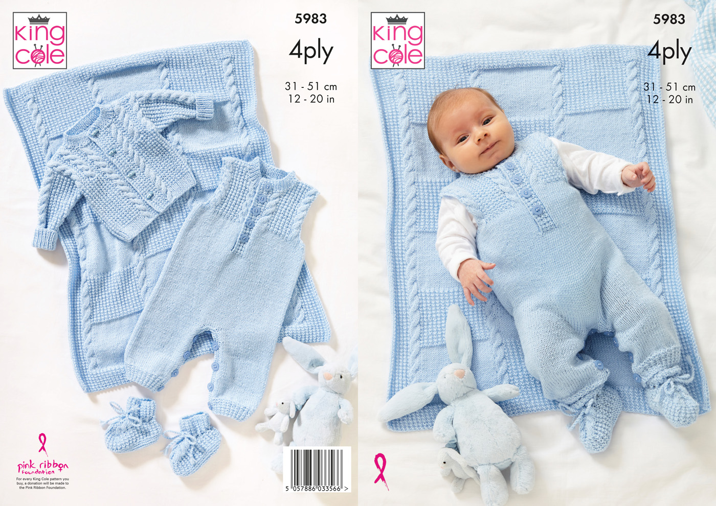 Jacket, Dungarees, Bootees & Blanket Knitted in Cherished 4Ply Pattern 5983