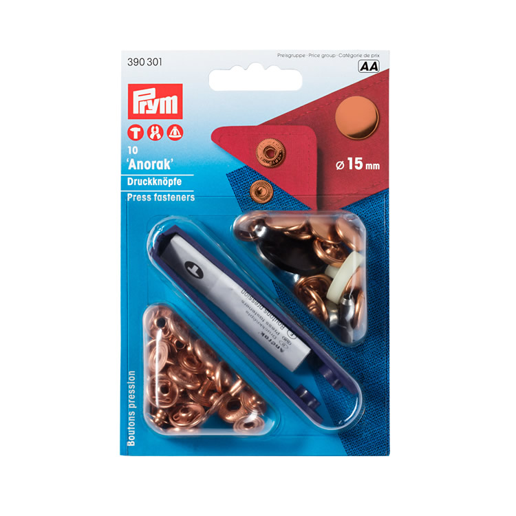 Prym Non-sew press fastener anorak, 15mm, copper-coloured