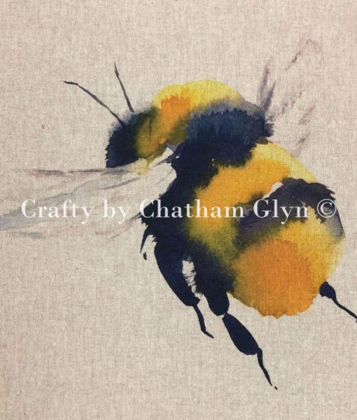 Chatham Glyn Linen Digital Queen Bee Panel of 3 Bees